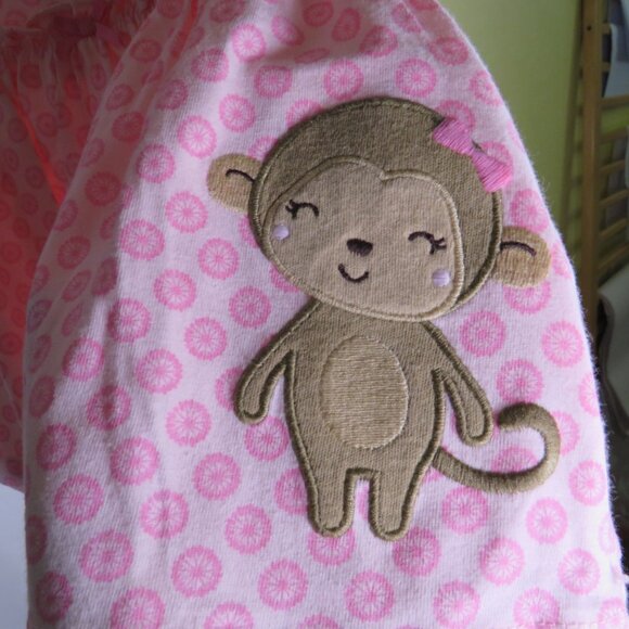 Baby Pink Dress with Embroidered Monkey with Panties 0-3mts Carters - Picture 3 of 9